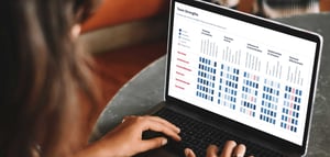 Someone on a laptop showing the Engage team strengths dashboard